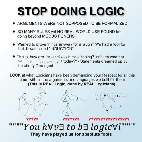 The "Stop Doing Logic" meme described in the episode